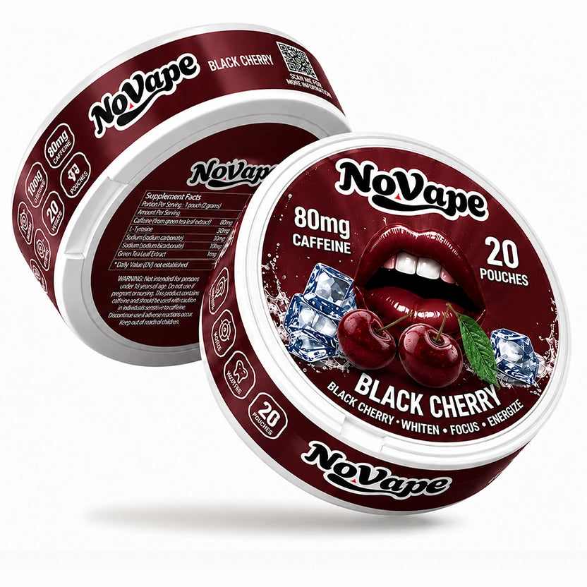NOVAPE CAFEINE POUCHES - BLACK CHERRY - 80MG - 20 Pcs