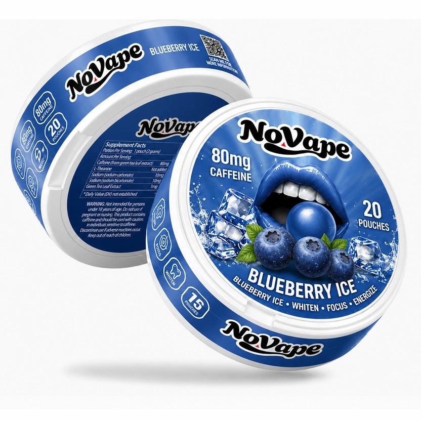 NOVAPE CAFEINE POUCHES - BLUEBERRY ICE - 80MG - 20 Pcs