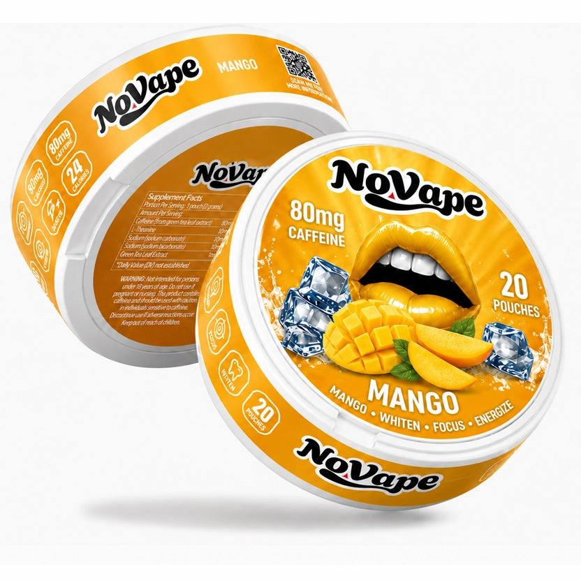 NOVAPE CAFEINE POUCHES - MANGO - 80MG - 20 Pcs