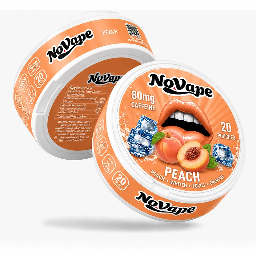 NOVAPE CAFEINE POUCHES - PEACH - 80MG - 20 Pcs