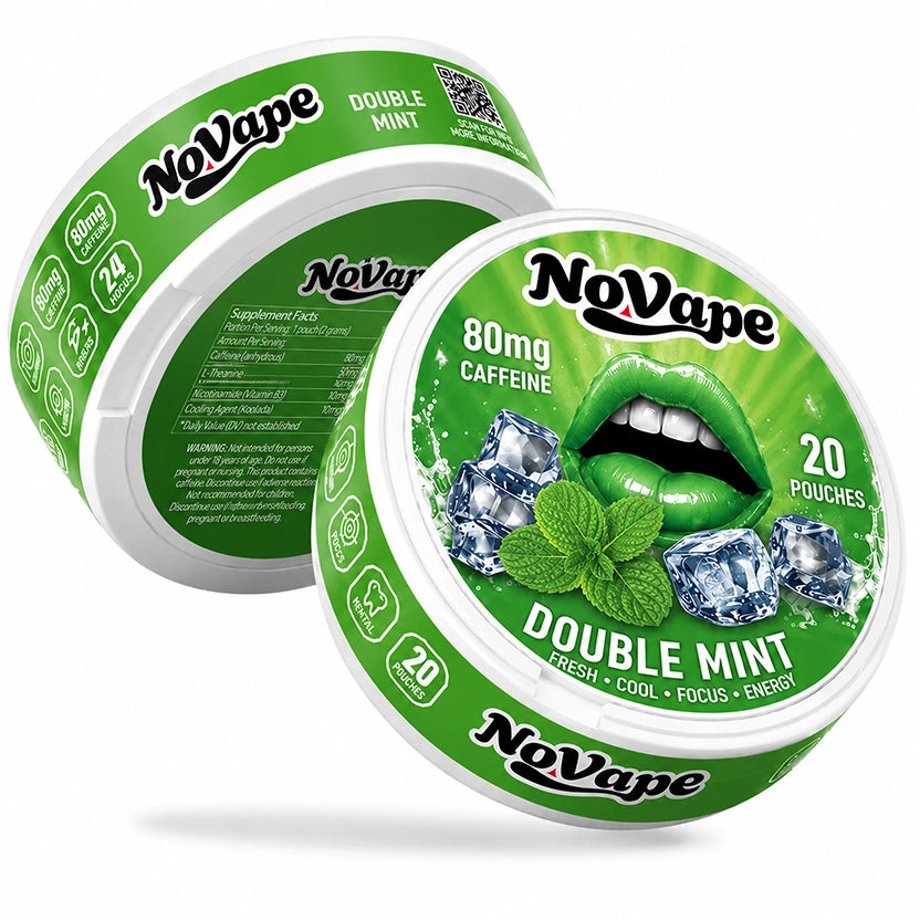 NOVAPE CAFEINE POUCHES - DOUBLE MINT - 80MG - 20 Pcs