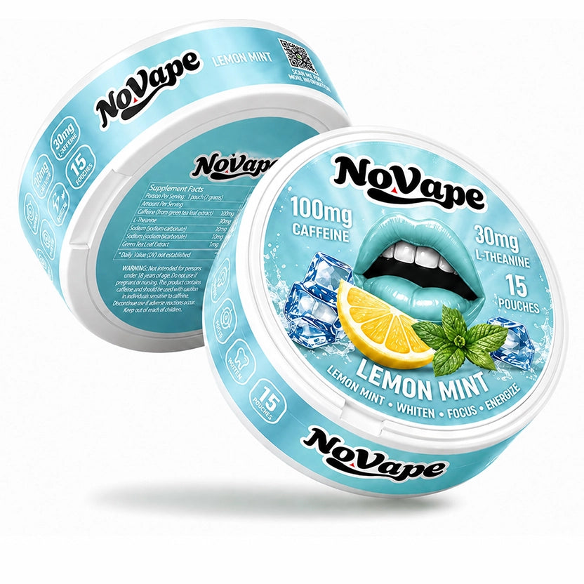 NOVAPE WHITEN POUCHES - LEMON MINT - 100MG Caffeine- 15 Pcs